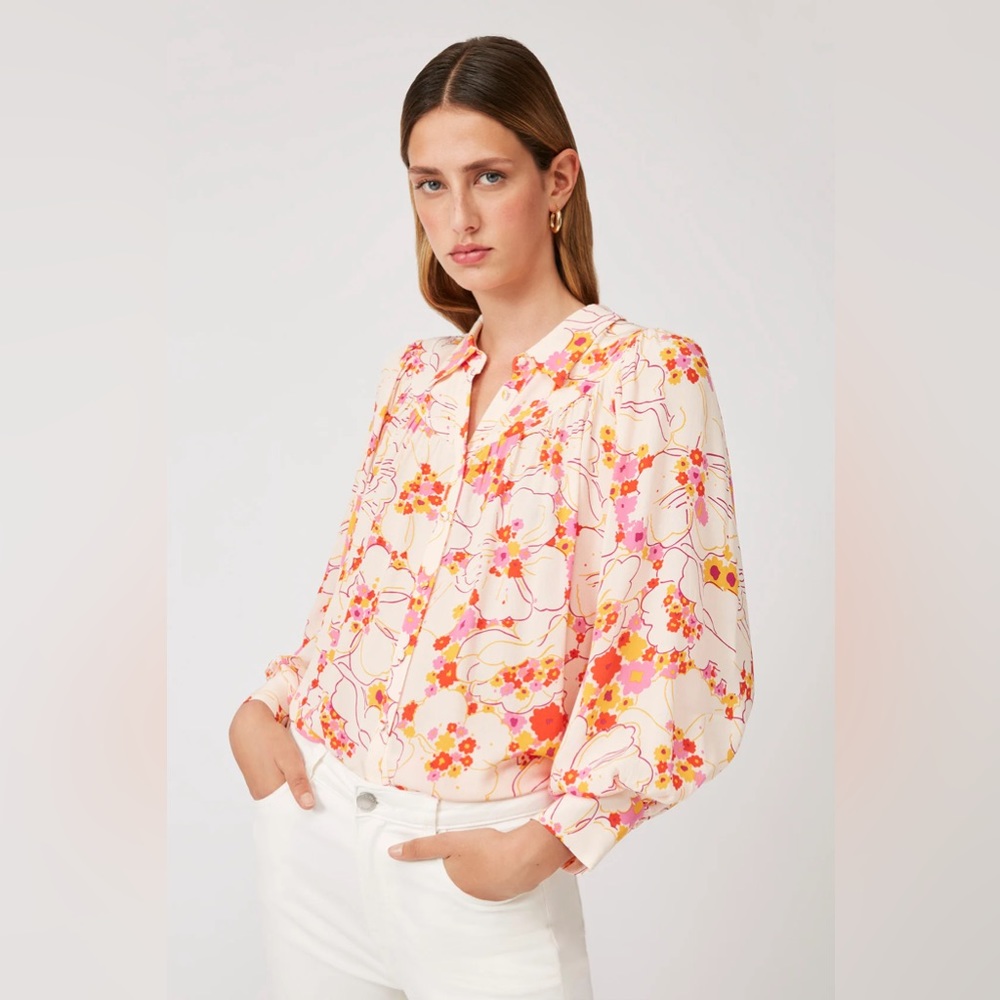 SUNCOO ~ Lisette - Blush Floral Print Blouse